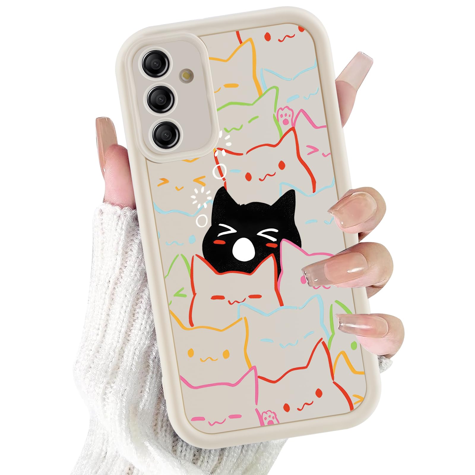 Amazon.com: lioscre Cute Cat Case for Samsung Galaxy A16 5G 6.7'', Coloful  and Black Cats Pattern Print Design Funda Aesthetic Slim Soft TPU Silicone  Shockproof Full Camera Protective Cover for Women Girl -