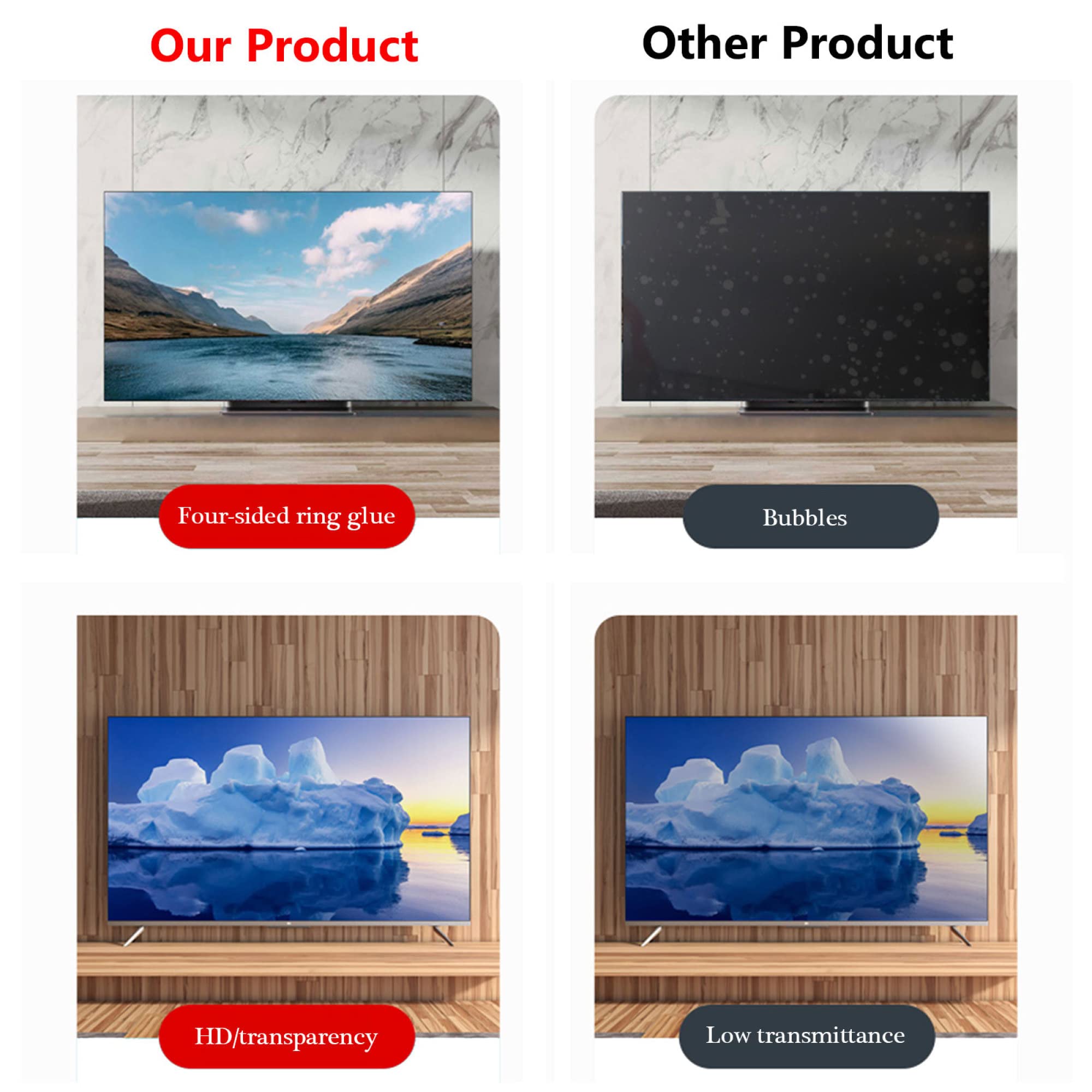 32-75-calowy ochraniacz ekranu LED Smart TV, matowa powierzchnia anty-niebieskie światło/antyodblaskowa folia filtracyjna bardzo przejrzyste akcesoria do monitorów TV, łatwy w instalacji/A/65 cali 1440/809 mm