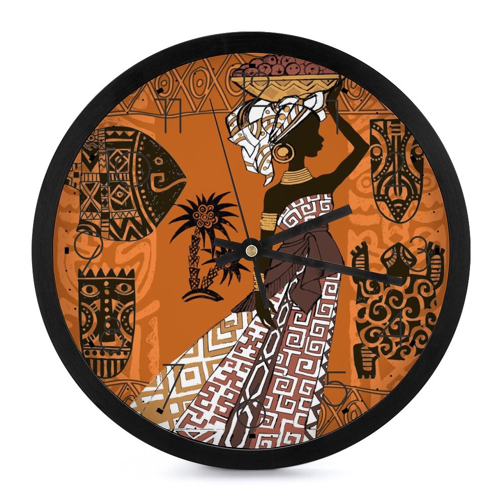 Pendule murale silencieuse afrique moderne 25.4cm pour decoration de salon
