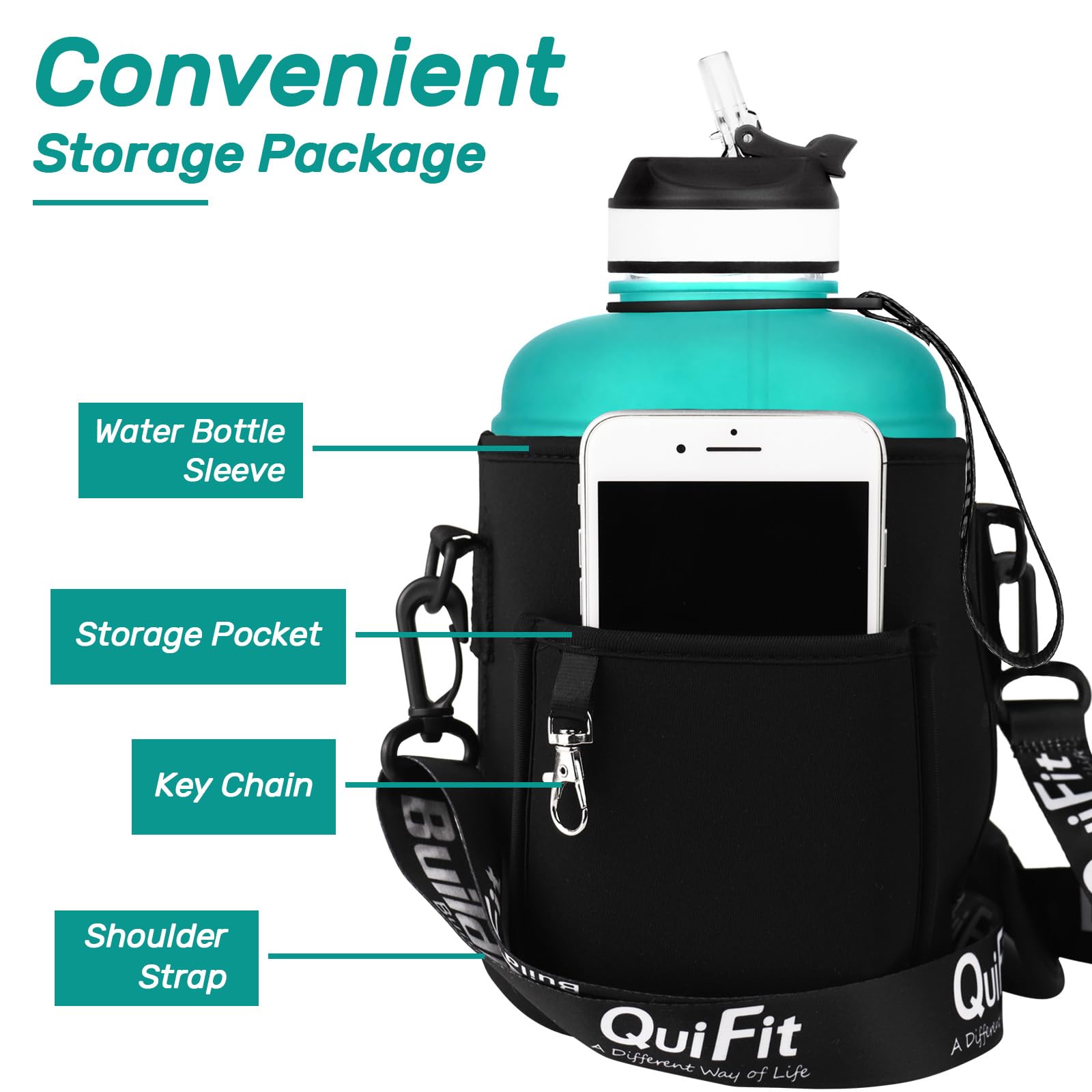 QuiFit 3.78/2.2 Litre Motivational Water Bottle - Image 2