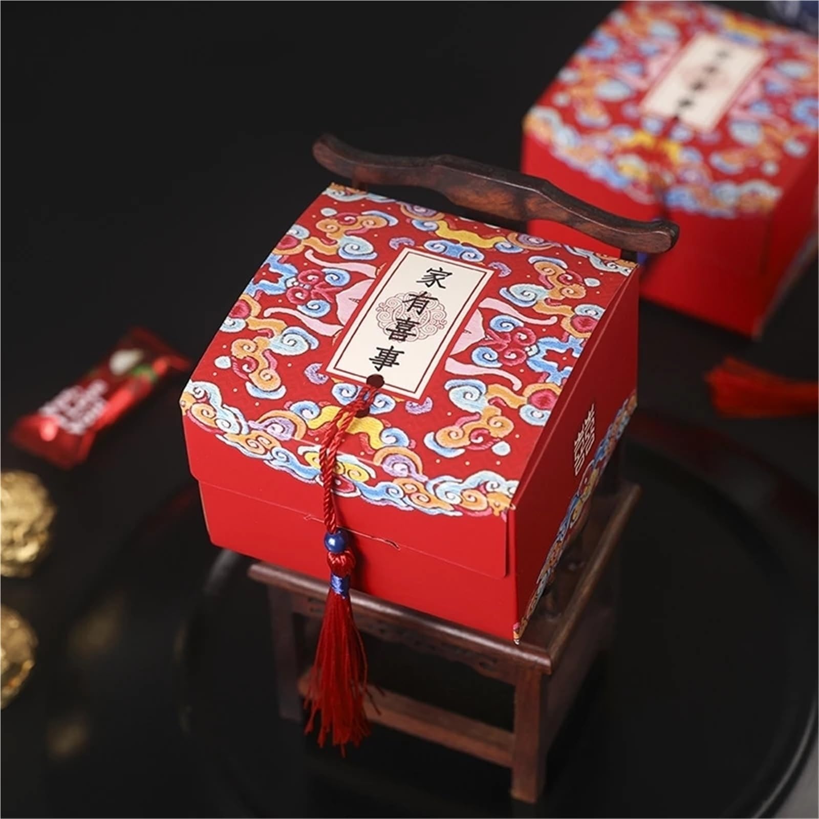 süßigkeit kasten 50pcs Chinese Style Wedding Specialty Paper Candy Box Gifts For Guests Souvenir Packaging(F,S 6.4x6.4x4.6cm)