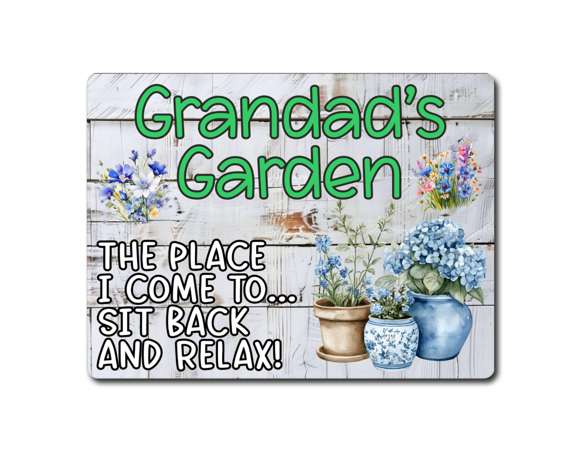 Decalarama Grandparent Garden Metal Sign Gift – Grandad's Garden The Place I Come To...Sit Back And Relax - Family Fun Grandchild Home Allotment Novelty Aluminium Present