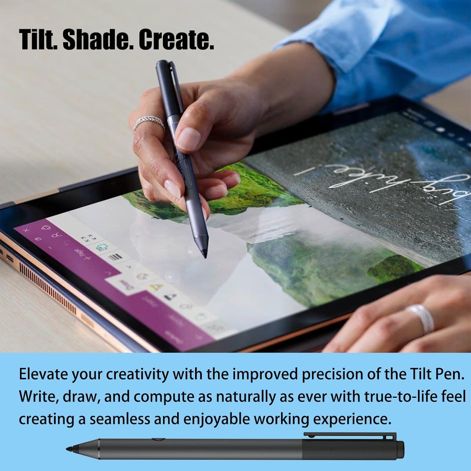 Tilt Pen per HP Tilt Pen (2MY21AA) - Penna stilo digitale, 2 tasti programmabili, Bluetooth, ricaricabile, colore: Nero