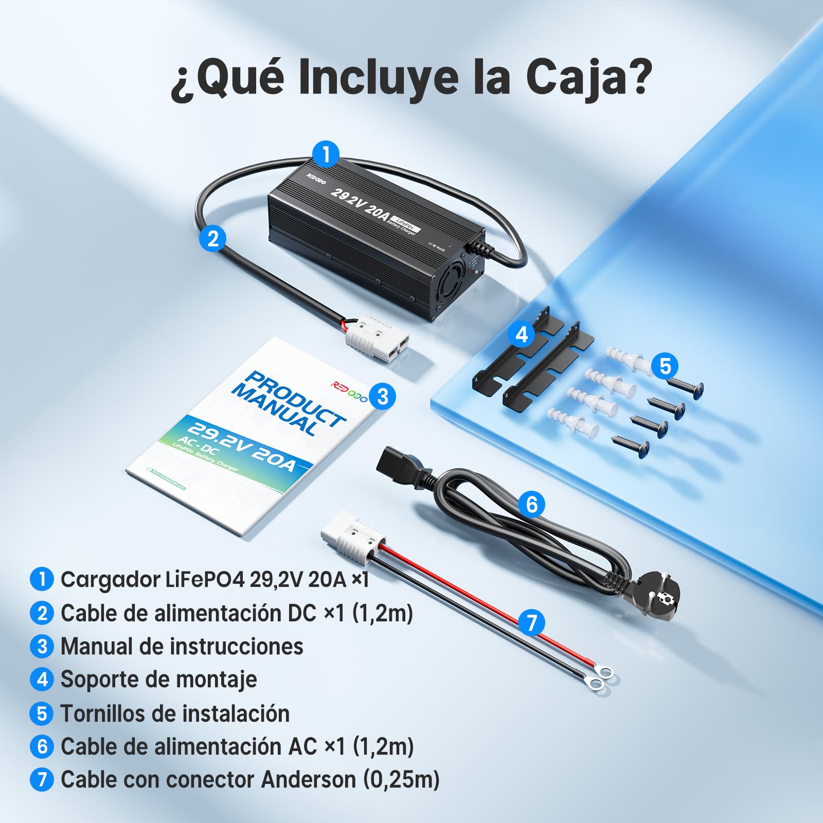 Redodo Cargador LiFePO4 29.2V 20A (24V20A)