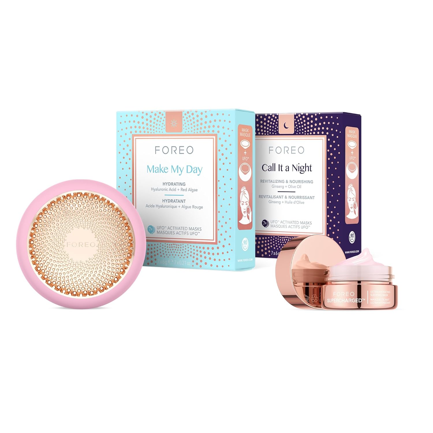FOREO Hyper Hydra UFO 3 Bundle - Face Moisturiser Device + 14 UFO Activated Masks + Hydrating Night Mask,0.5 Oz - Thermo & Cryo Treatmen - Skin Care
