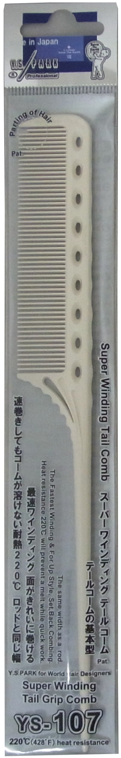 Y.S.Park Heat-Resistant Comb With Extra-Long Handle, White