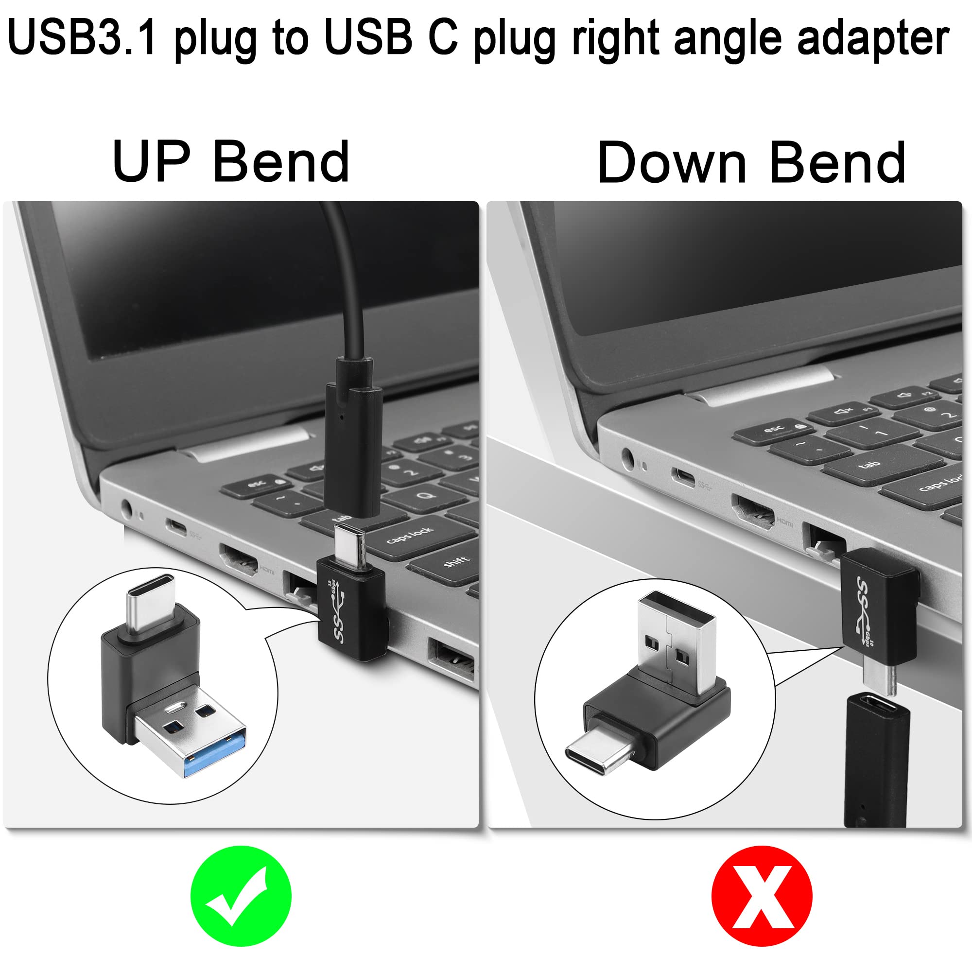QIANRENON 90° USB-A Auf USB-C Adapter – 5 Stück, 10 Gbit/s, Bis 100W Laden, Rechtwinklig Für Enge Räume