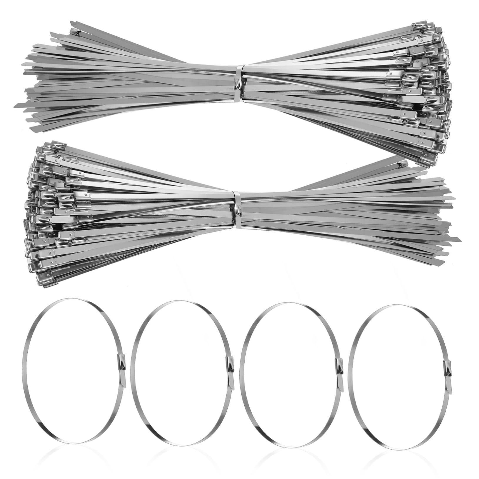 Bridas Autoblocantes de Acero Inoxidable de Alta Resistencia para Cables, 500 Piezas, Diseño Firme y Seguro, Ideales para Vehículos y Entornos Industriales