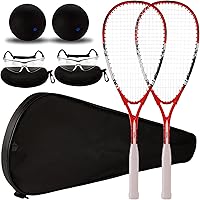 Conderyang 2-Pack Beginner Squash Racquet Set with Bags, Anti-Fog Goggles, Cases & Blue Dot Balls for Novices
