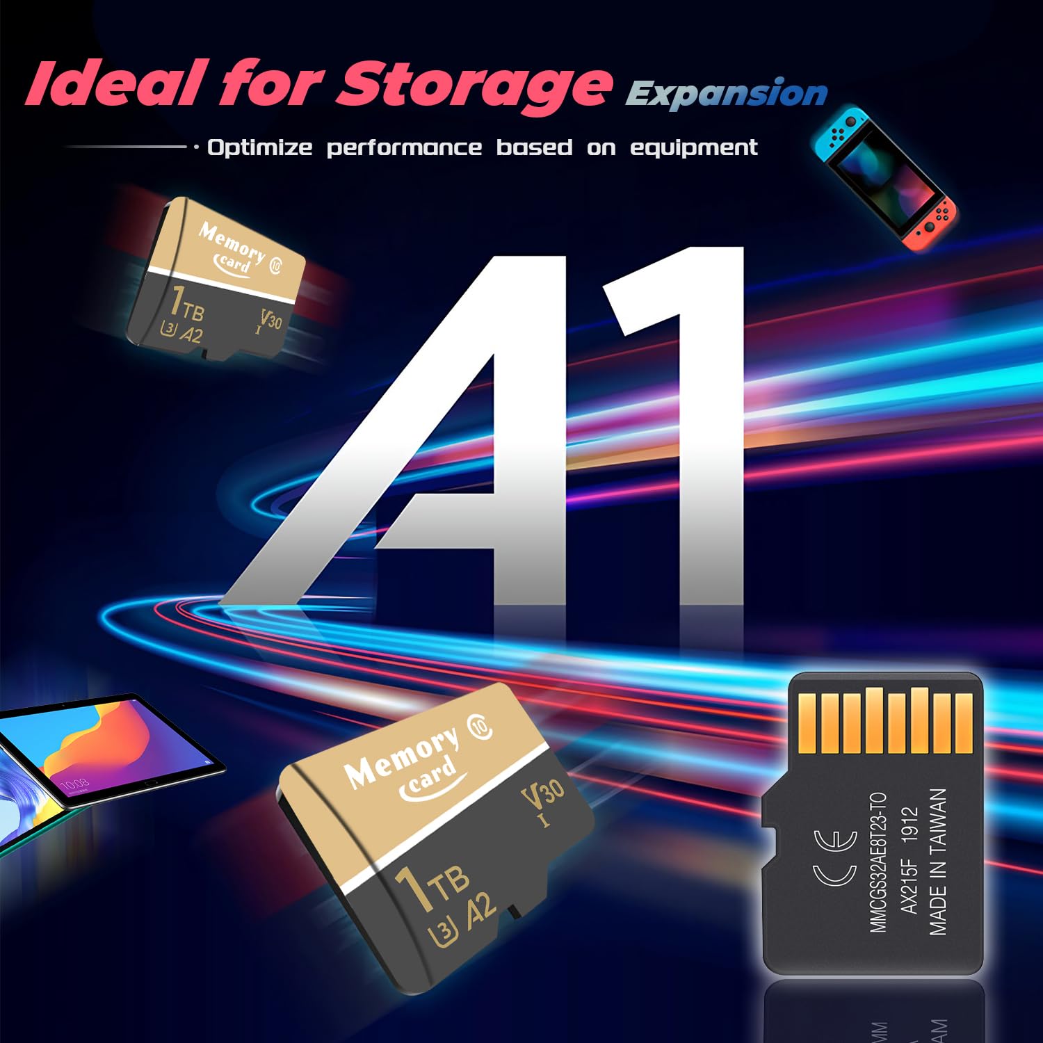 Micro Carte mémoire Full HD 1024Go Haute Performance, Mini Cartes mémoire Haute Vitesse, avec Adaptateur Carte TF, Prend en Charge Les Smartphones Carte mémoire (E-1024Go)