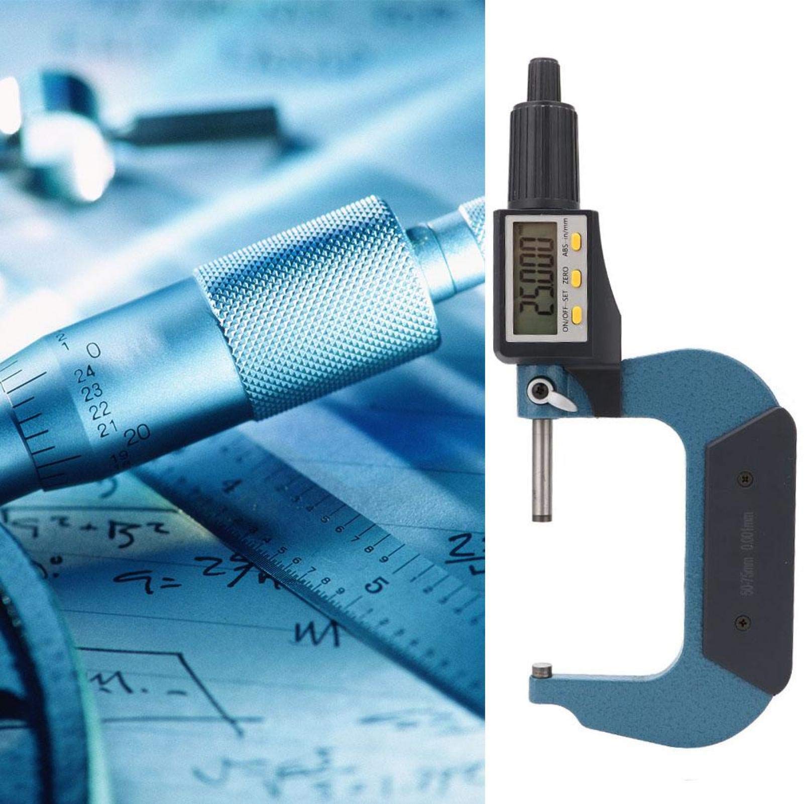 Digitalanzeige aus Verchromter Legierung Mikrometer mit Geringem Fehler 0,001 Mm Auflösung 0-25 Mm 25-50 Mm 50-75 Mm 75-100 Mm (optional)(50-75mm) Menge