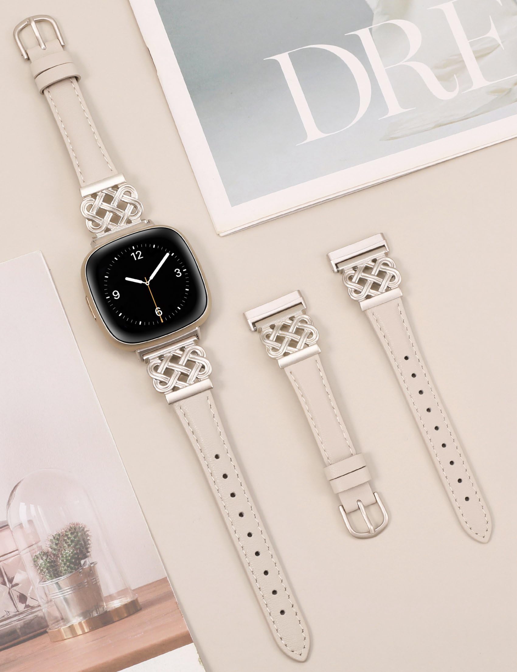 TOYOUTHS Leather Straps Compatible with Fitbit Versa 4/Versa 3/Sense 2/Sense Strap Women - Image 4