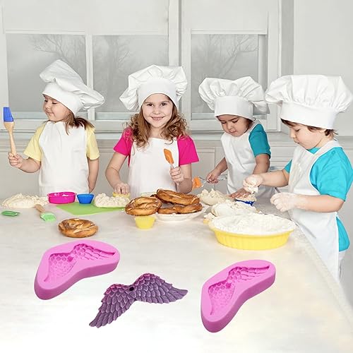 Miniatura 4 de Moldes de resina de silicona con alas de ángel, 2 piezas con agujeros para hacer colgantes de alas, decoración de pasteles, adornos de cupcakes,