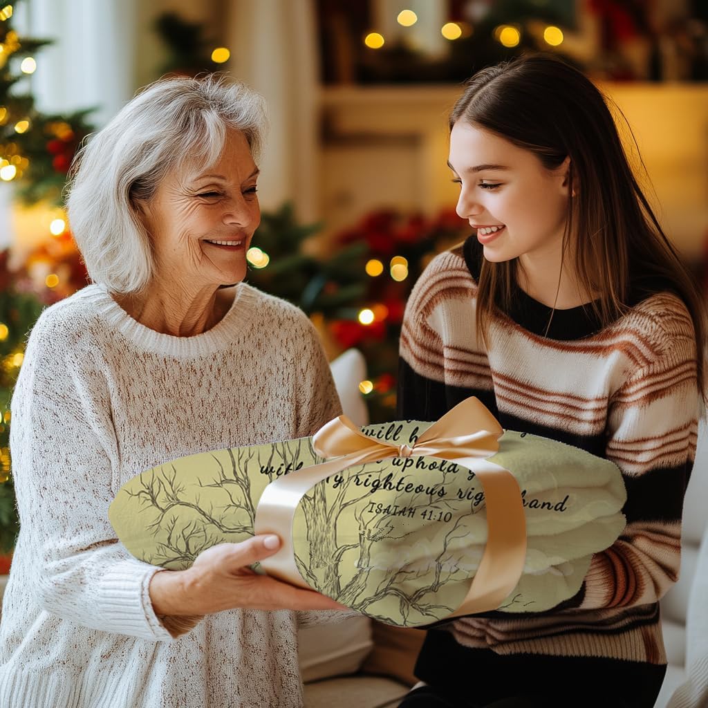 AMITAYUS Tree Healing Scripture Bible Verse Fleece Throw Sympathy Prayer Blanket Religious Christian Inspirational Gifts for Women Friends - 50''x60''