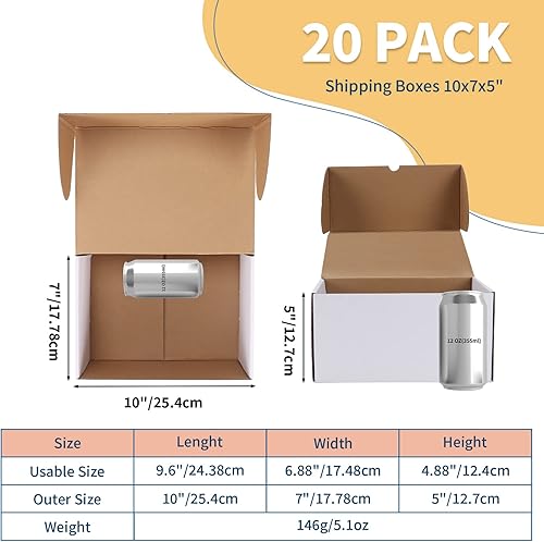 Miniatura 2 de ZBEIVAN Juego de 20 cajas de envío blancas de 10 x 7 x 5, cajas de cartón corrugado para embalar regalos de correo de pequeñas empresas