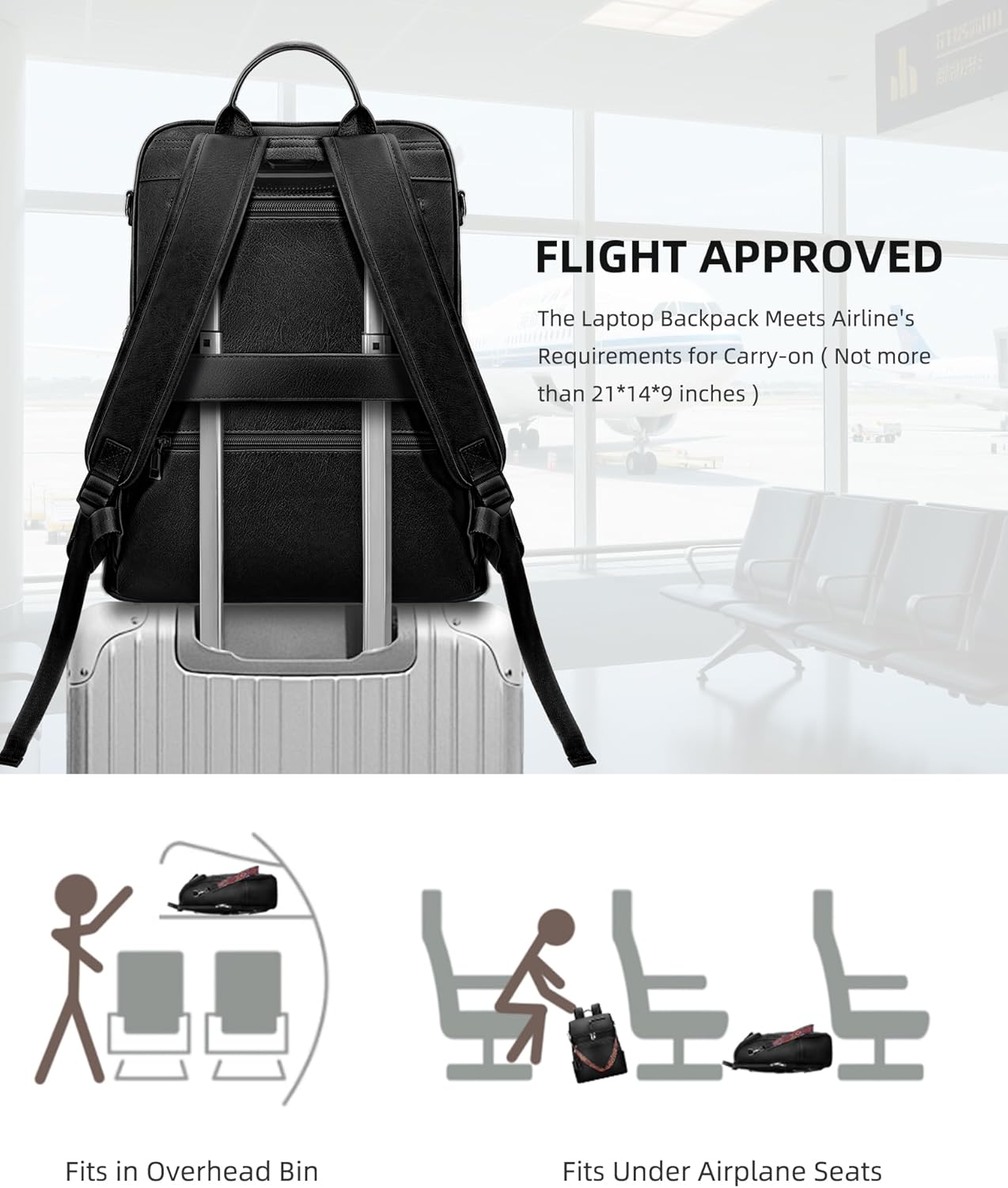 Leather Laptop Backpack for Women Designer Laptop Bag, 16.5 inch Travel Computer Backpacks Purse with Tassel for Work Business with Satchel Purse Black - Image 8