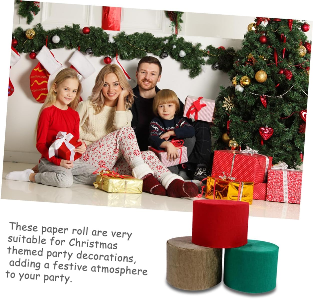HAPINARY 9pcs Crepe Paper Streamers Roll 4.5cm X 25m DIY Party Decorations for Halloween Christmas in Red Gold Dark Green Craft Wrapping Paper