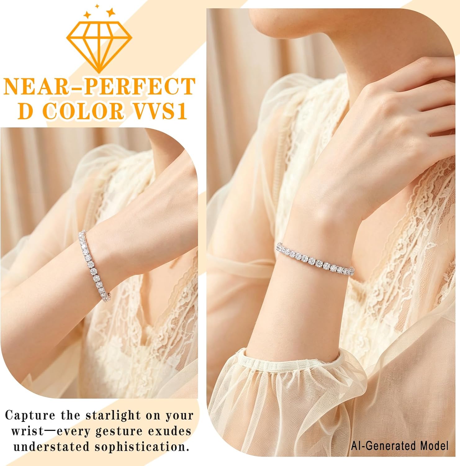 4.0MM Tennis Bracelets for Women - 14K Gold-Plated Round-Cut Classic Tennis Bracelet for Women/Men image 4