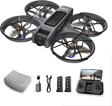 طائرة بدون طيار FPV مع كاميرا ونظارات الواقع الافتراضي،رحلة مدتها 15 دقيقة للمبتدئين FPV Quadcopter وأضواء LED، 360 Flip،محرك بدون فرش، التحكم في السرعة، إقلاع/هبوط بمفتاح واحد، واقي مروحة مدمج، بطاريتين