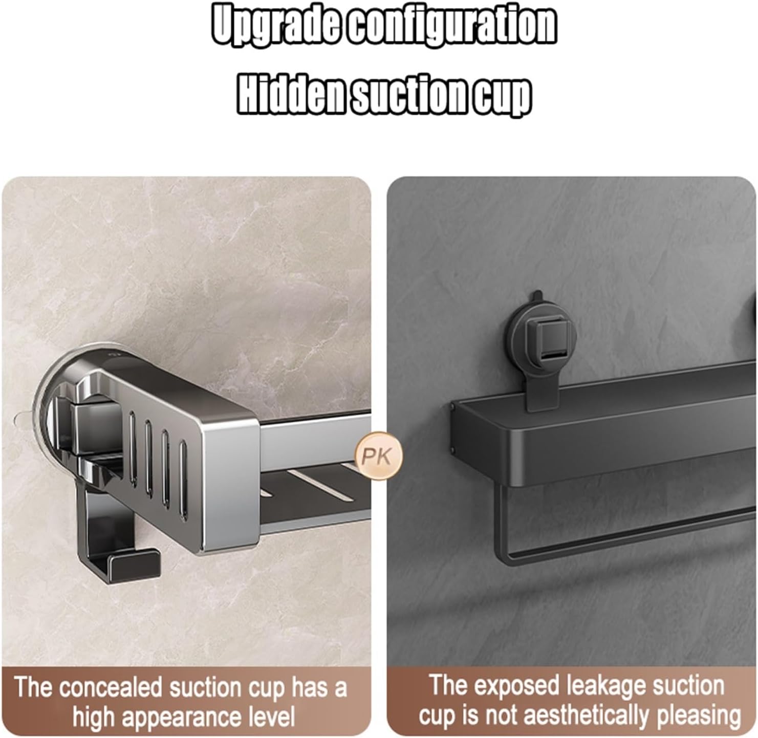 Wall Mounted Bathroom Storage，Invisible Suction Cup Rack, No Drilling Required，Wall Hanging Storage(50cm/19.7in)