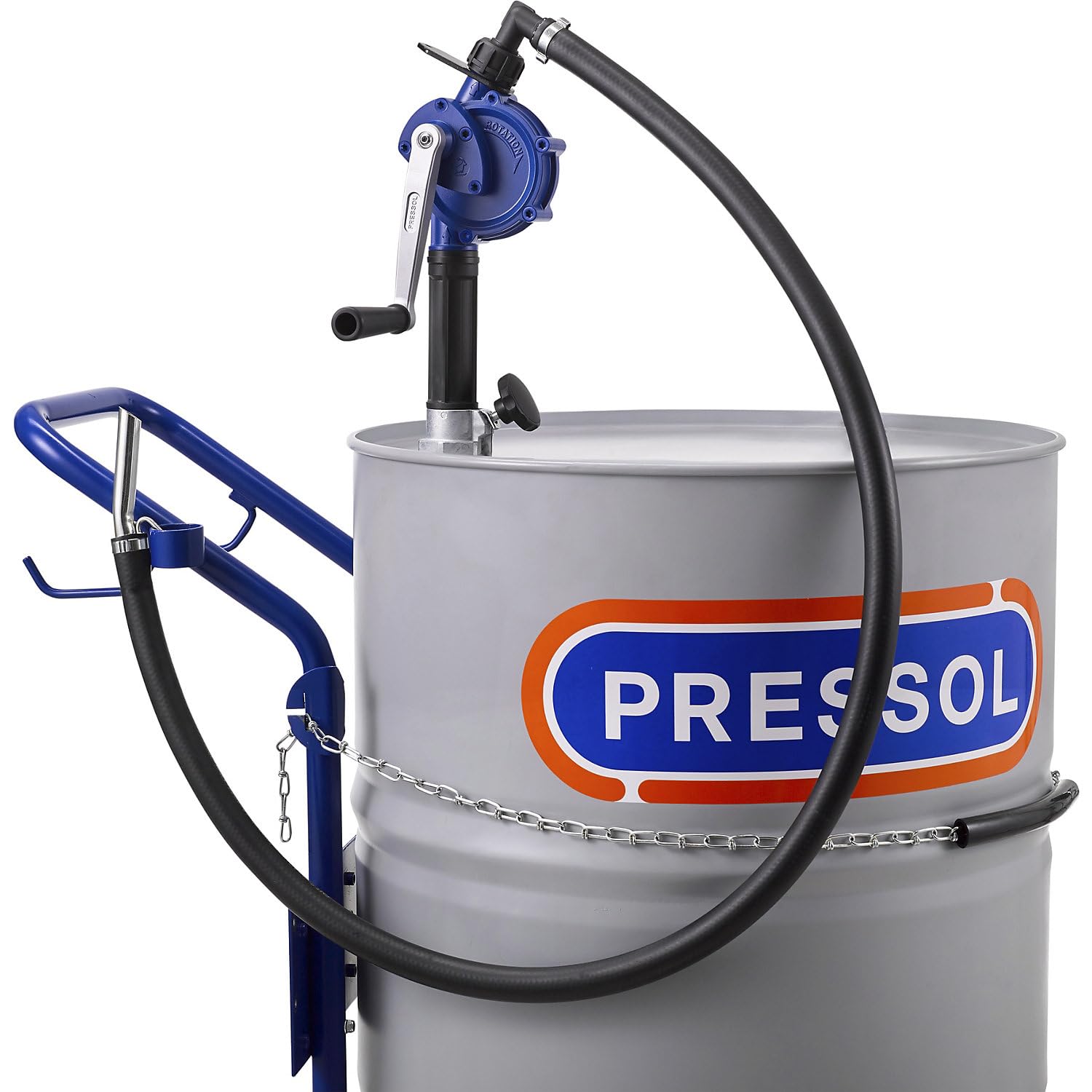 PRESSOL | Hand-Kurbelpumpen-Set | für Öle | Heizöl | Diesel | mit Schlauch | 18 l/min