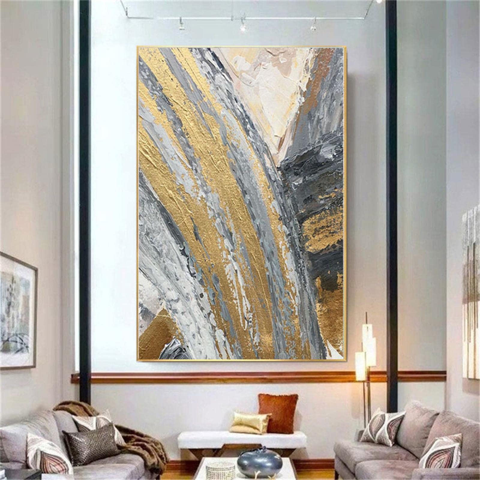 Arte da parete strutturata marrone Arte da parete astratta marrone e beige Pittura a olio orizzontale marrone di grandi dimensioni per la decorazione del soggiorno Arte su tela più grande