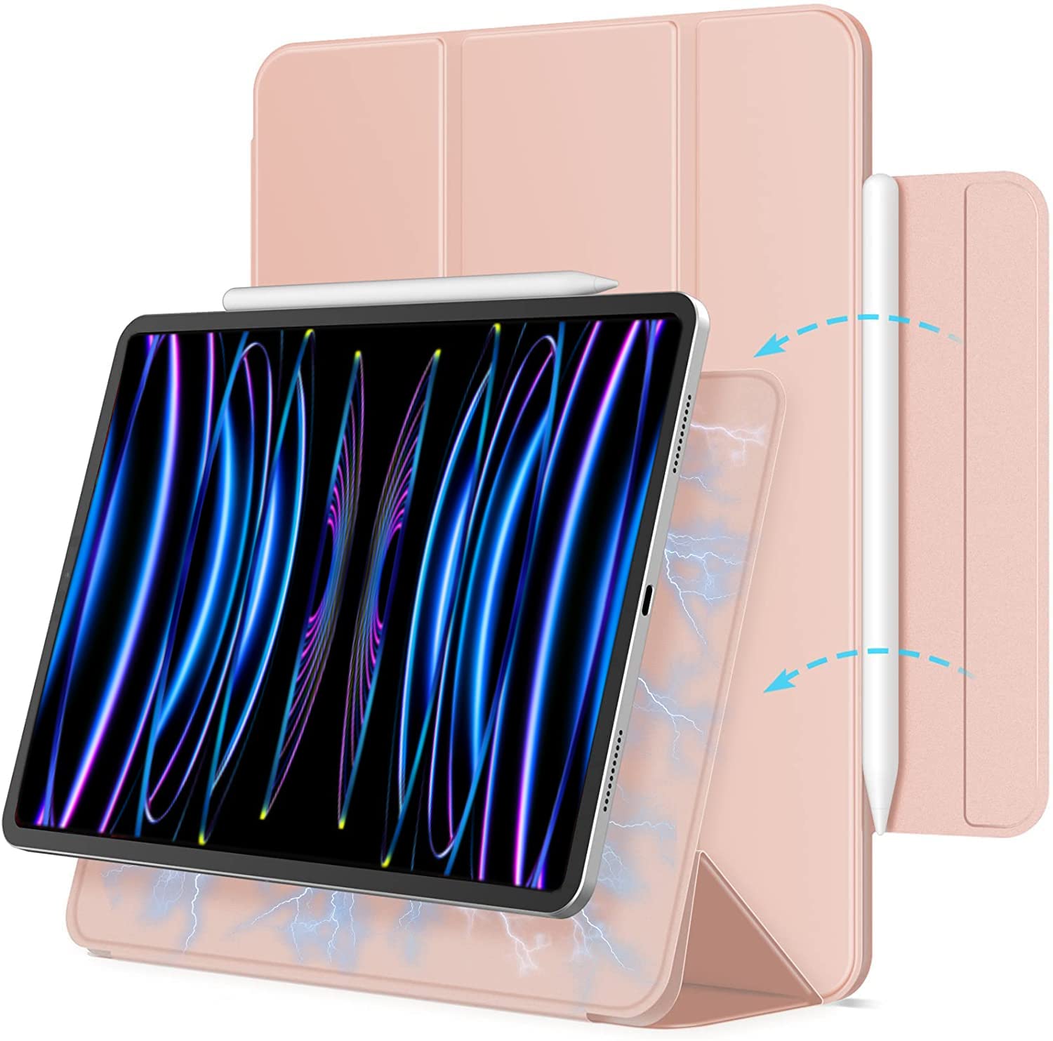 ProElite Smart Magnetic Case Cover for Apple iPad pro 11 inch M1 4th/3rd/2nd Generation 2022/2021/2020 [Support Apple Pencil Charging], Pink