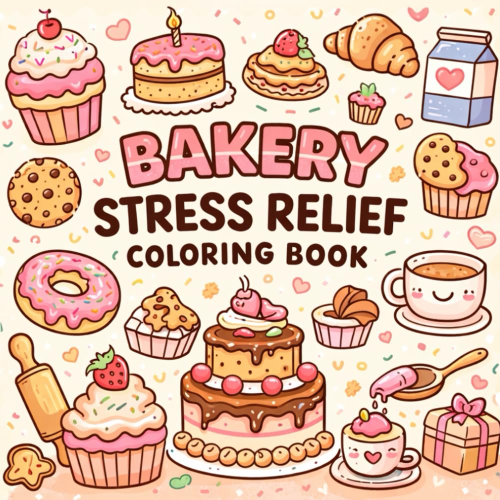 Sweet & Cozy Moments: A Stress Relief Coloring Book with Cute Bakery, Cake & Cozy Girl Moments