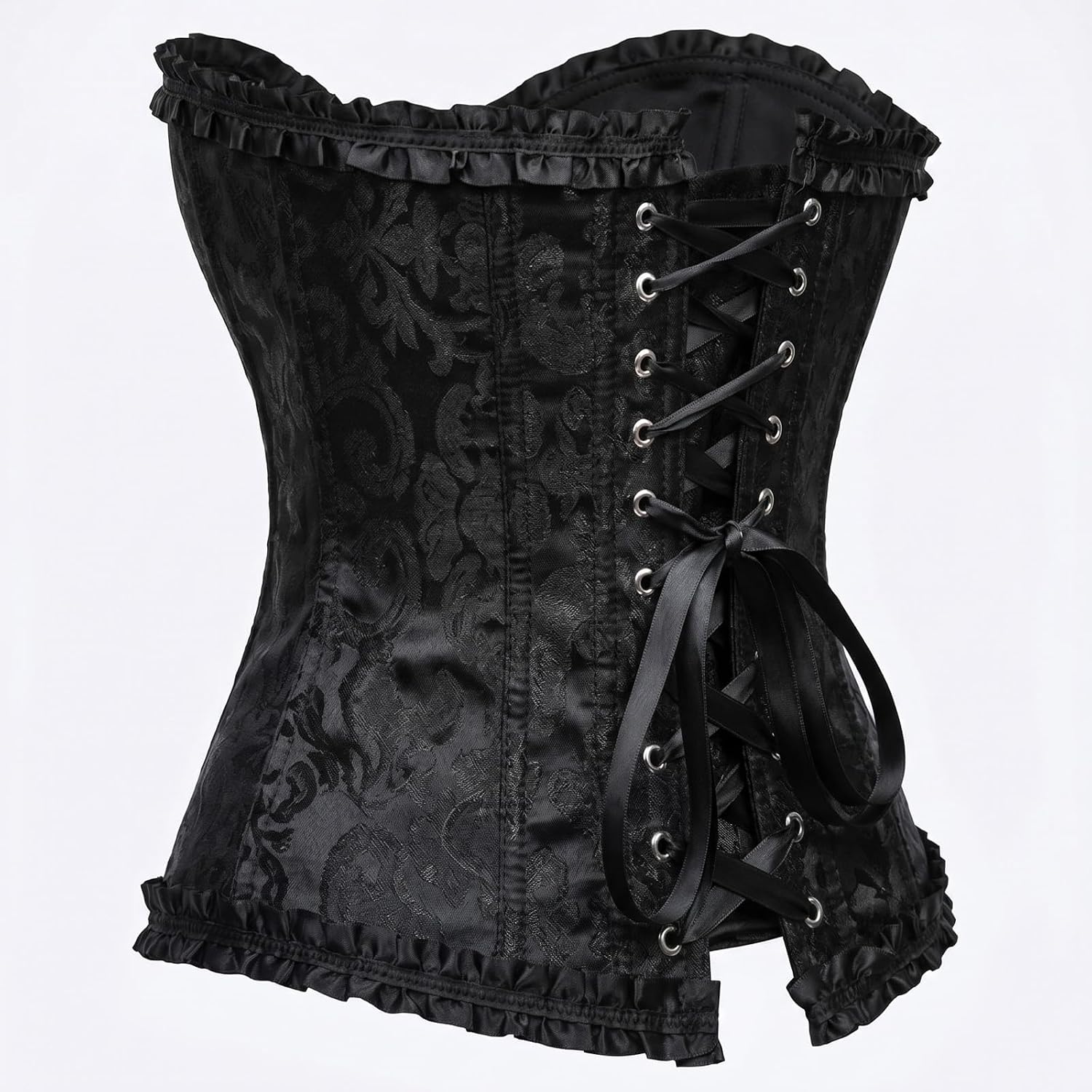 Women’s Renaissance Corset Top Overbust Bustier Lace Up Strapless Steel Boned Shapewear for Cosplay Party Club Costume