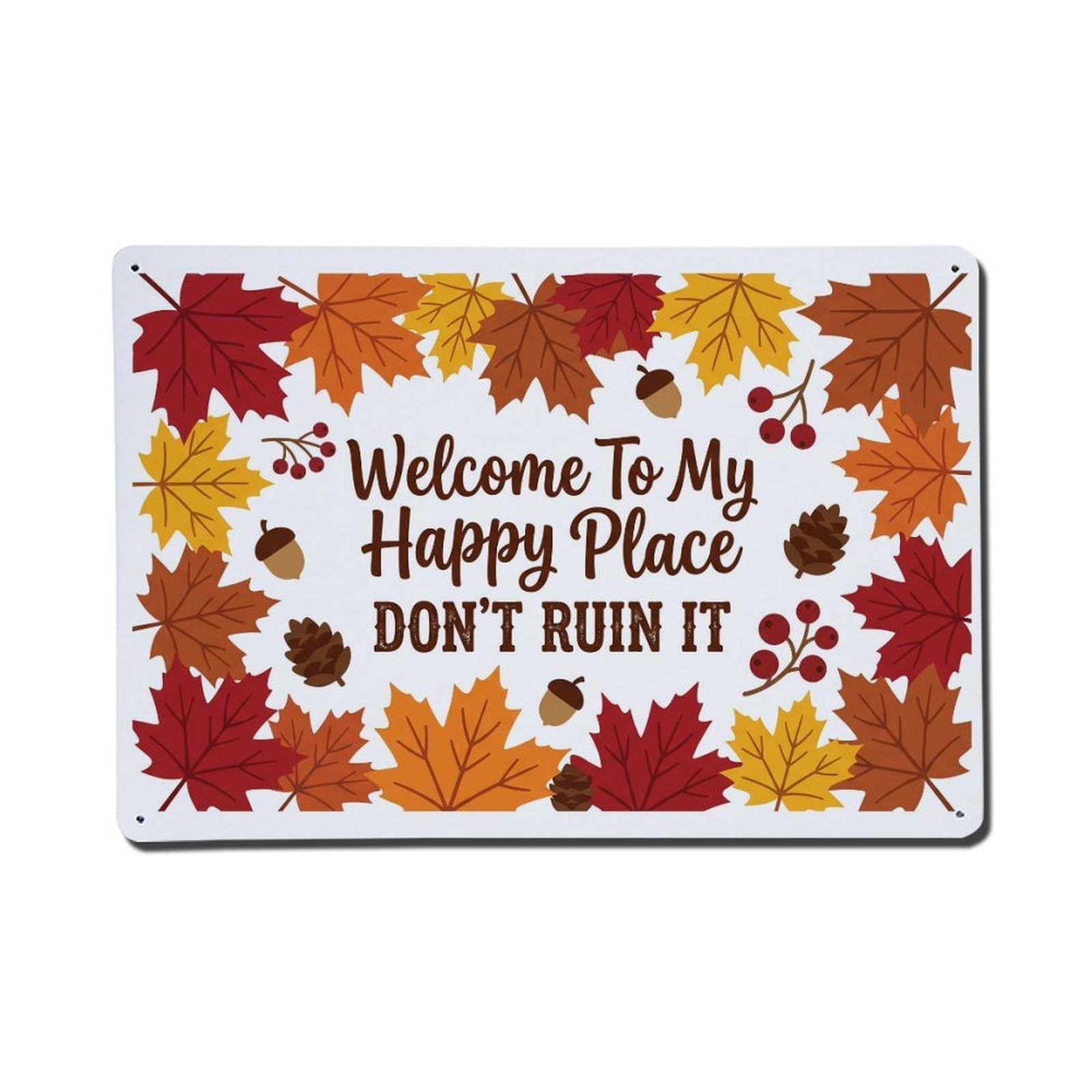 Maple Leaf Autumn Cabin Humor Metal Tin Sign Plaque Wall Decor for Cafe, Club Bar, Office, Home Garden Metal Poster 8x12Inch