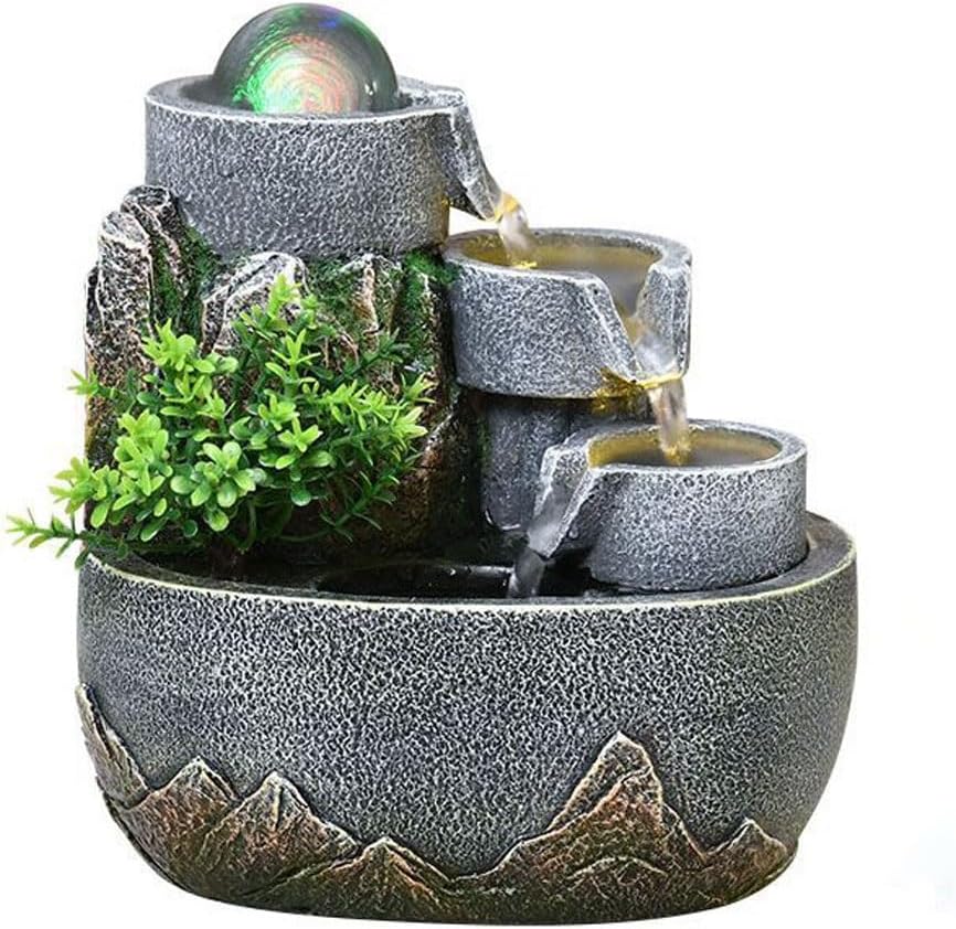 Waterfall Fountain Water Wheel Water Fountain Decorative Ornaments Desktop Living Room Circulating Water Study Desktop Fountain Decorative Tabletop Fountains