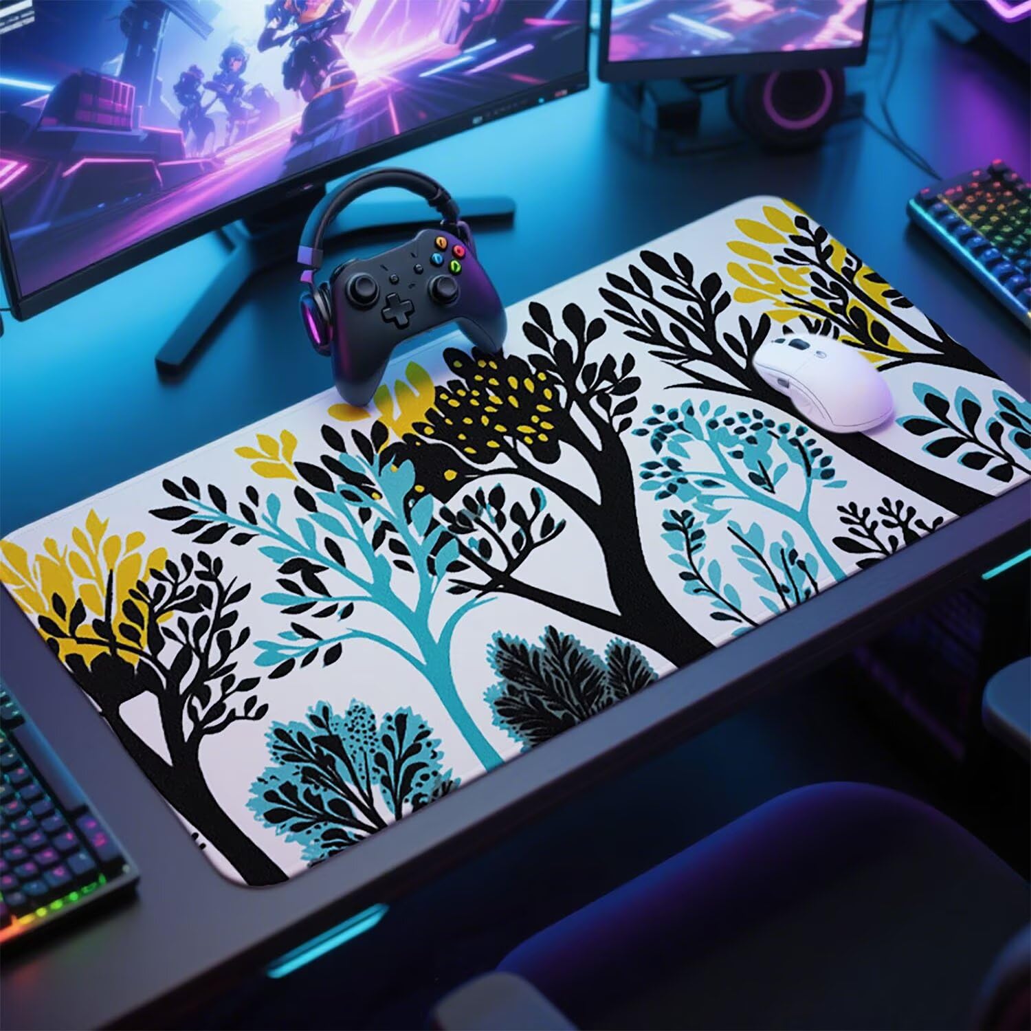 Abstrakcyjna podkładka pod mysz pod mysz pod mysz do gier XXL 1400x600x3mm podkładka pod mysz gumowa duża podkładka pod mysz dla graczy akcesoria PC antypoślizgowe i wodoodporne, do klawiatury w-9300