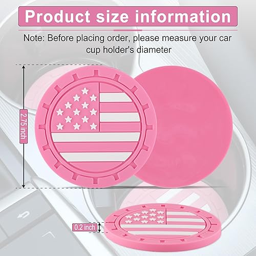 Miniatura 2 de 4 posavasos para automóvil, con bandera estadounidense, portavasos universales antideslizantes, antiarañazos, accesorios interiores de automóvil