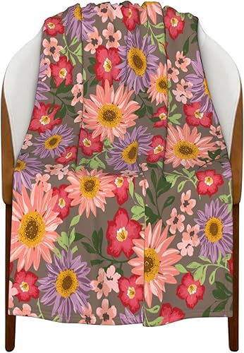 Miniatura 7 de Manta floral de lavanda melocotón para sofá cama, manta decorativa estética para viajes, camping, cómoda manta de tamaño matrimonial, 30 x 40