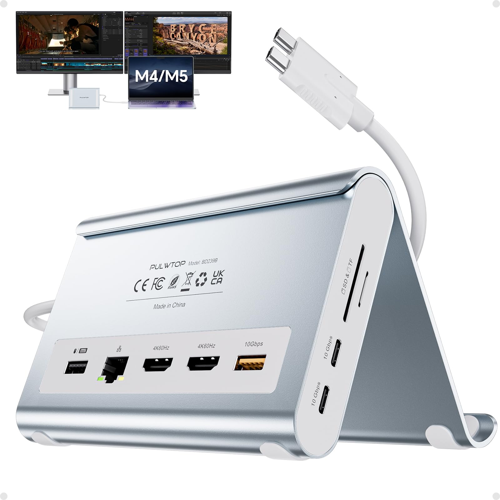 Station d'accueil Double écran 4K à 60 Hz pour MacBook Pro/Air M4/M5