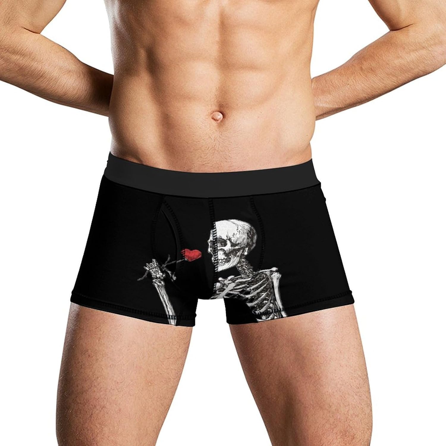 Skeleton And Heart Novelty Men's Boxer Briefs Soft Breathable Underpants Trunks Stretch Underwear