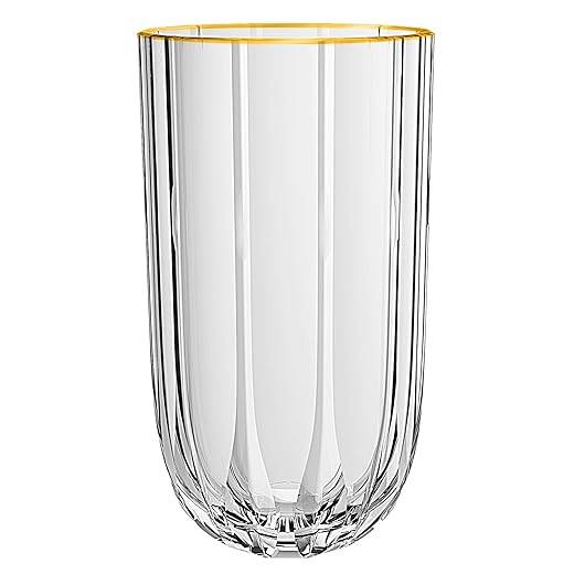 Jogo de 6 copos altos Refinatto em cristal ecológico com borda dourada 400ml A13,5cm