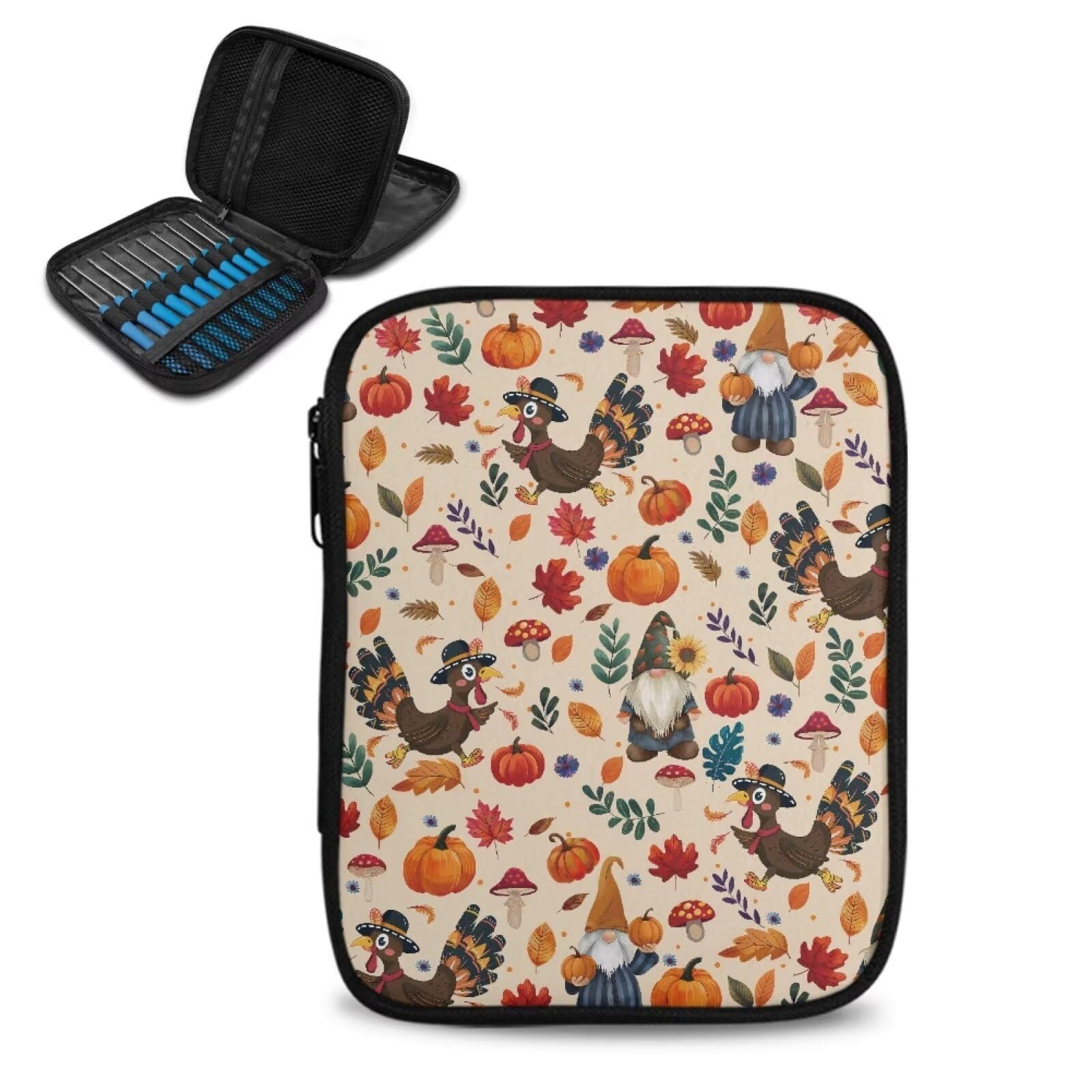 Wiryuouvt Turkey Knitting Needle Organizer Pumpkin Crochet Hook Case Without Hooks and Accessories for Various Crochet Needles Portable Conveneint Easy to Carry for Travel