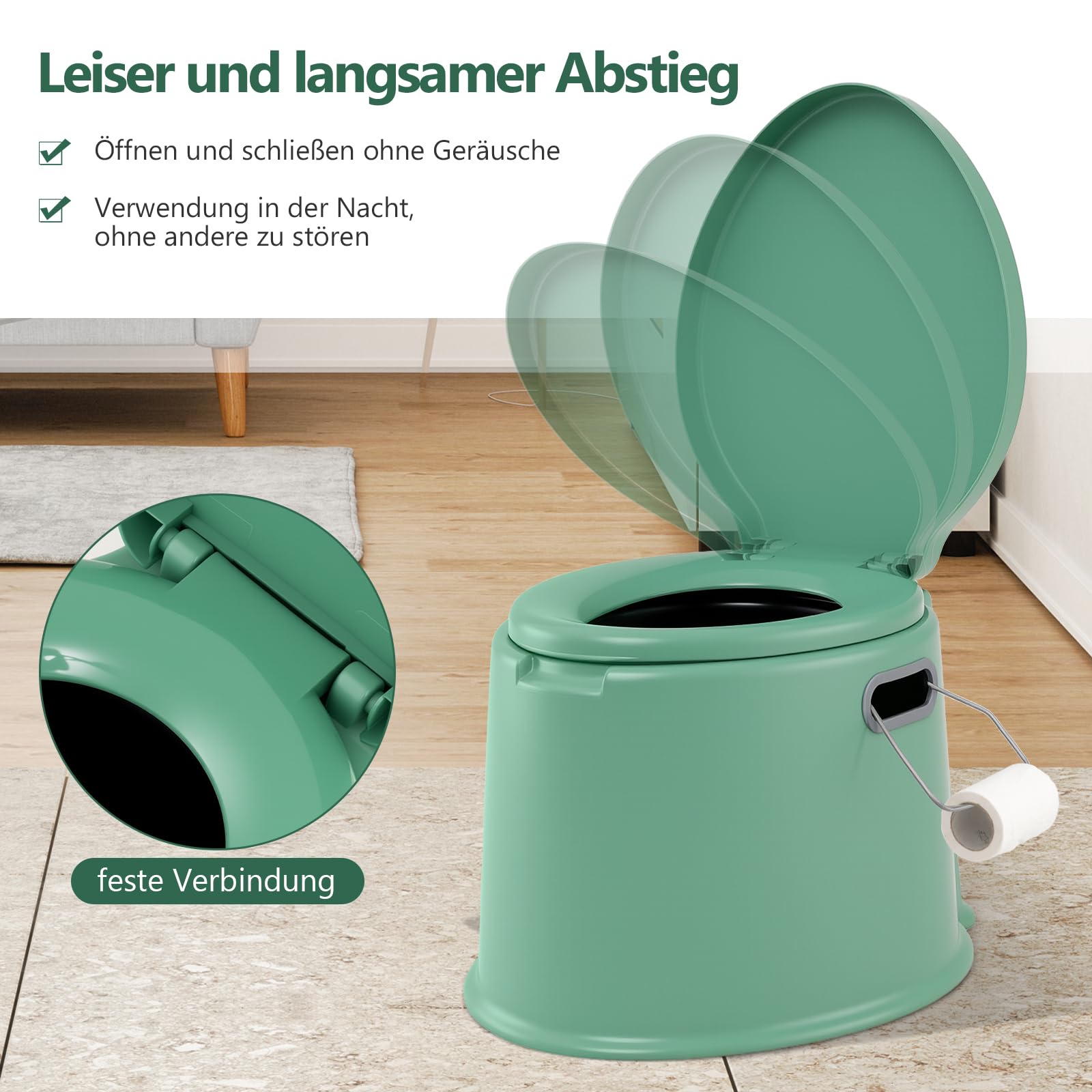 GOPLUS 5L Campingtoilette, Tragbare Toilette, Reisetoilette mit Toilettenpapierhalter, Nottoilette Eimertoilette, Komposttoilette mit Sitz und Deckel, mit abnehmbare Eimer, für Reise Camping