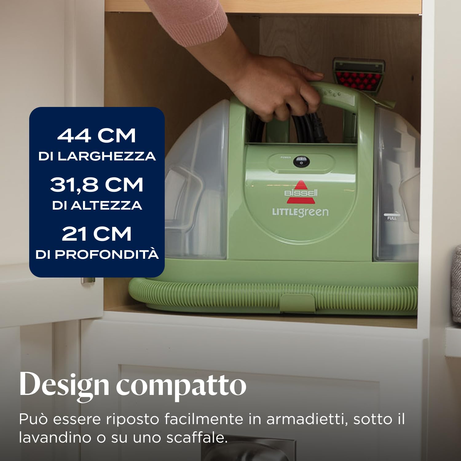 BISSELL Little Green, Lavatappeti, Lavatappezzeria per Macchie Quotidiane e Sporco, Lava Tappezzeria per Tappeti, Auto, Pulisci Divani, Moquette, Materassi e Altro, Potente Motore da 340W, 4098N