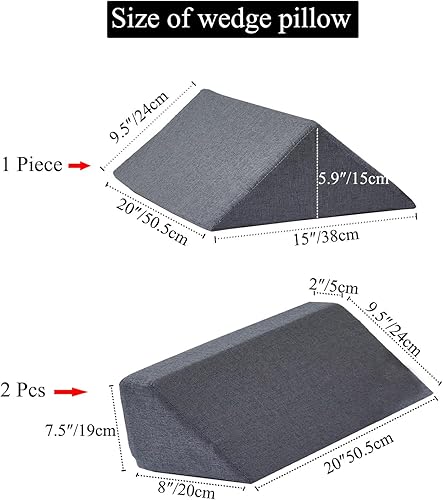 Miniatura 2 de Almohada de cuña de cama para dormir de lado para dolor de espalda, cuñas triangulares y posicionadores corporales para personas mayores, juego de