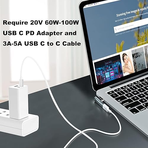 Miniatura 5 de Adaptador magnético USB C de punta en L compatible con 1 MacBook Pro Air magnético, adaptador de carga rápida tipo C PD Power Reemplazo para fuente