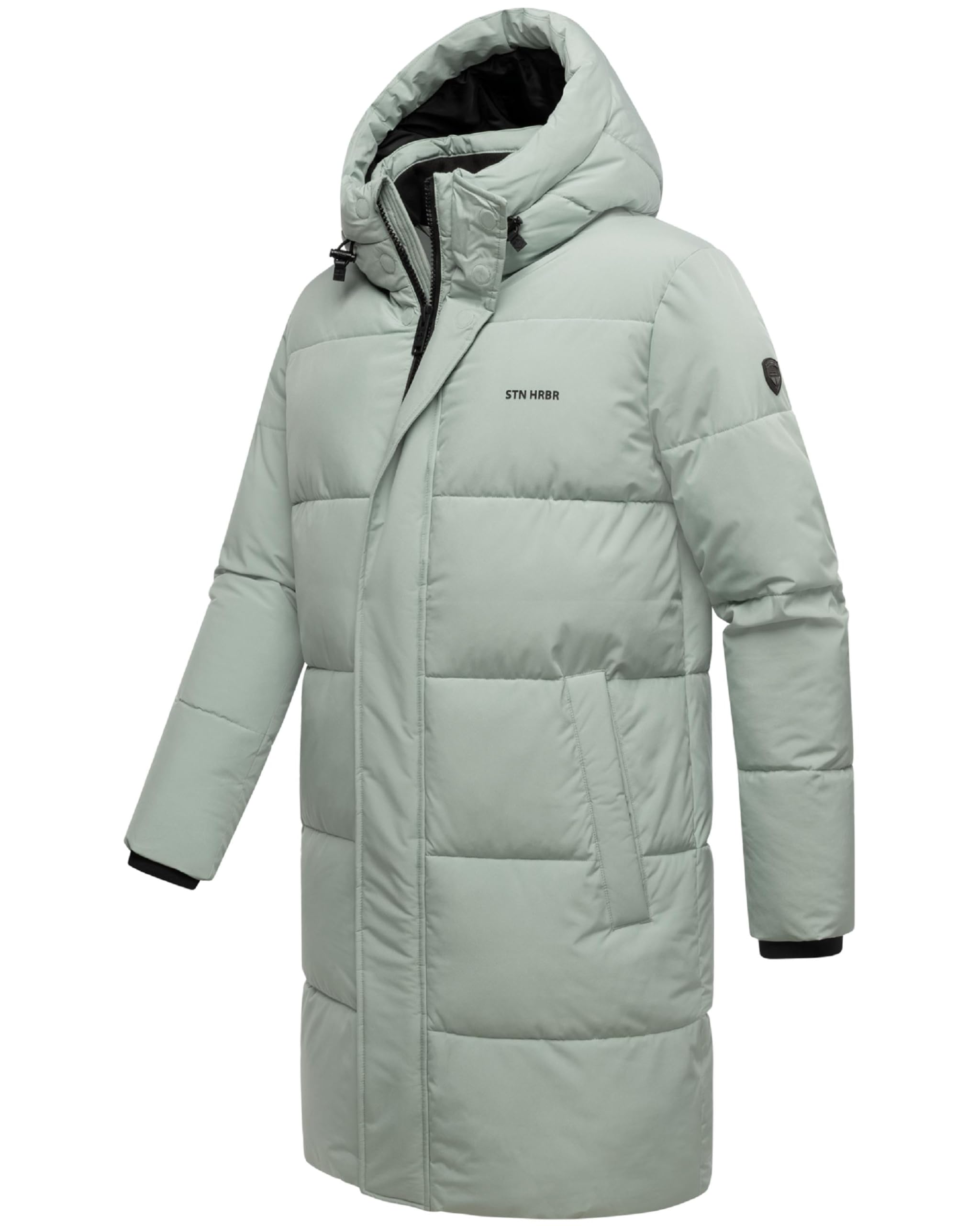 STONE HARBOUR Herren Steppmantel mit kuscheligem Fleece-Innenfutter warmer Wintermantel mit großer Kapuze Hadrieen XX S-3XL