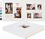 Pssoss 10 x 10 1 cm DIY Album de scrapbook 40 Pages Linge de maison Couverture rigide Kraft Livre blanc Scrap Livre photo Albums Mémoire Livre pour bébé Mariage Famille Anniversaire Album photo (Blanc, 40 (en pages)