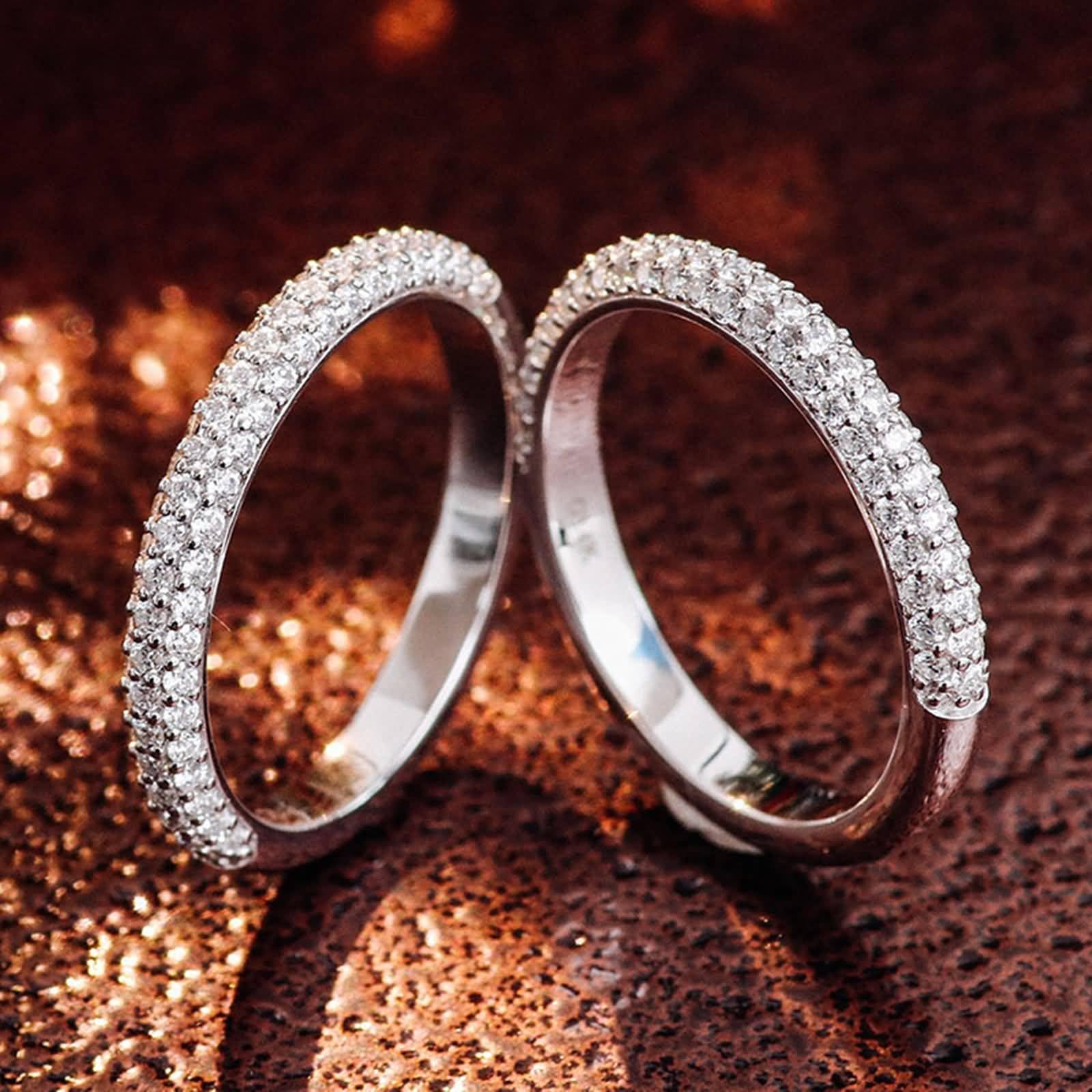 Ring Frauen, Freundschaftsringe Dünn mit Luxuriösem Moissanit, Stapelbar Mutter Tochter Geschenk