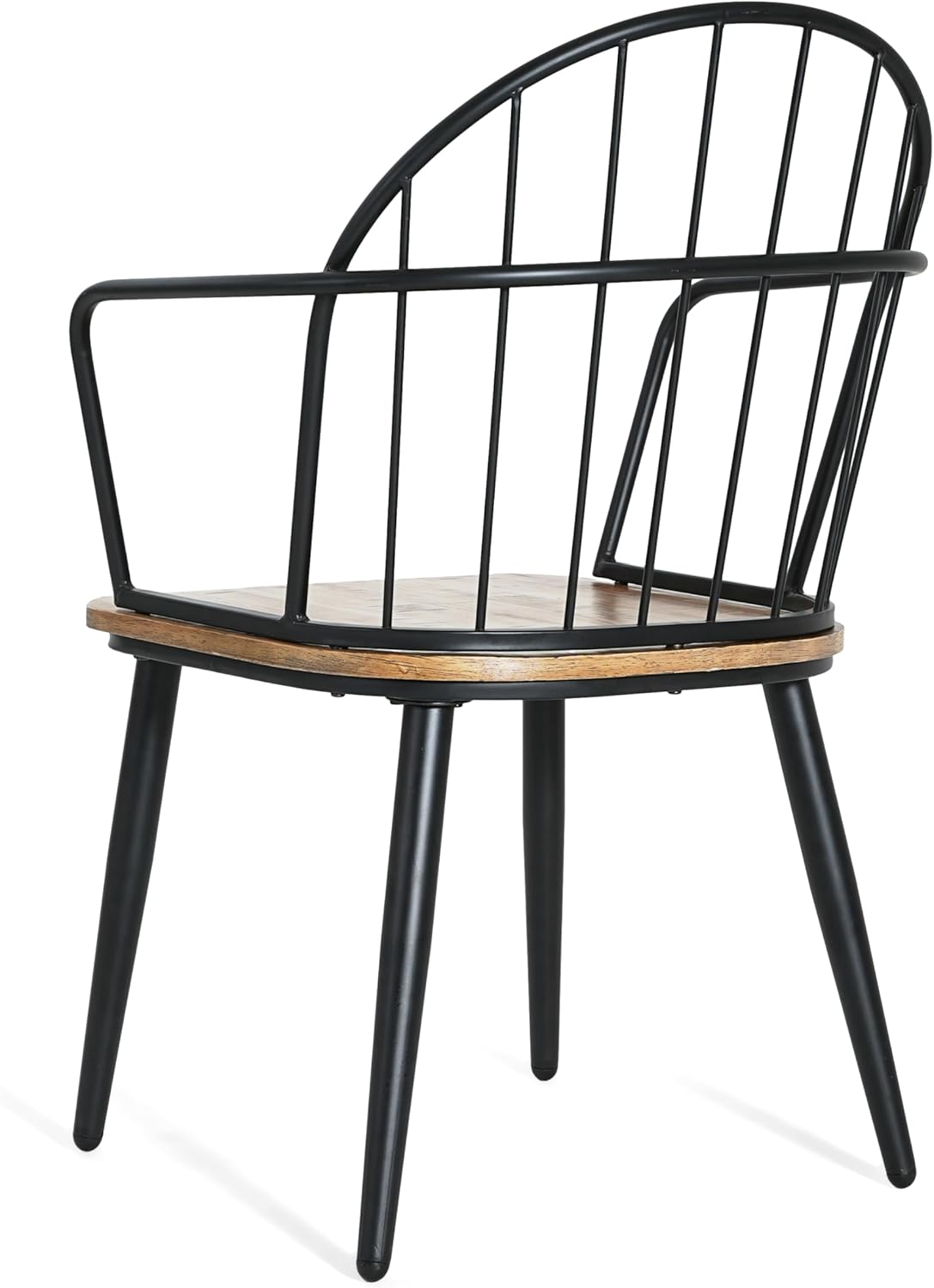 Christopher Knight Home Drats Dining Chairs Set of 2, Accent Dining Chair, Birch Finish Seating Kitchen Chair, Bucket Backrest Metal Frame Armchair, Industrial Dining Chair for Dining Room, Natural
