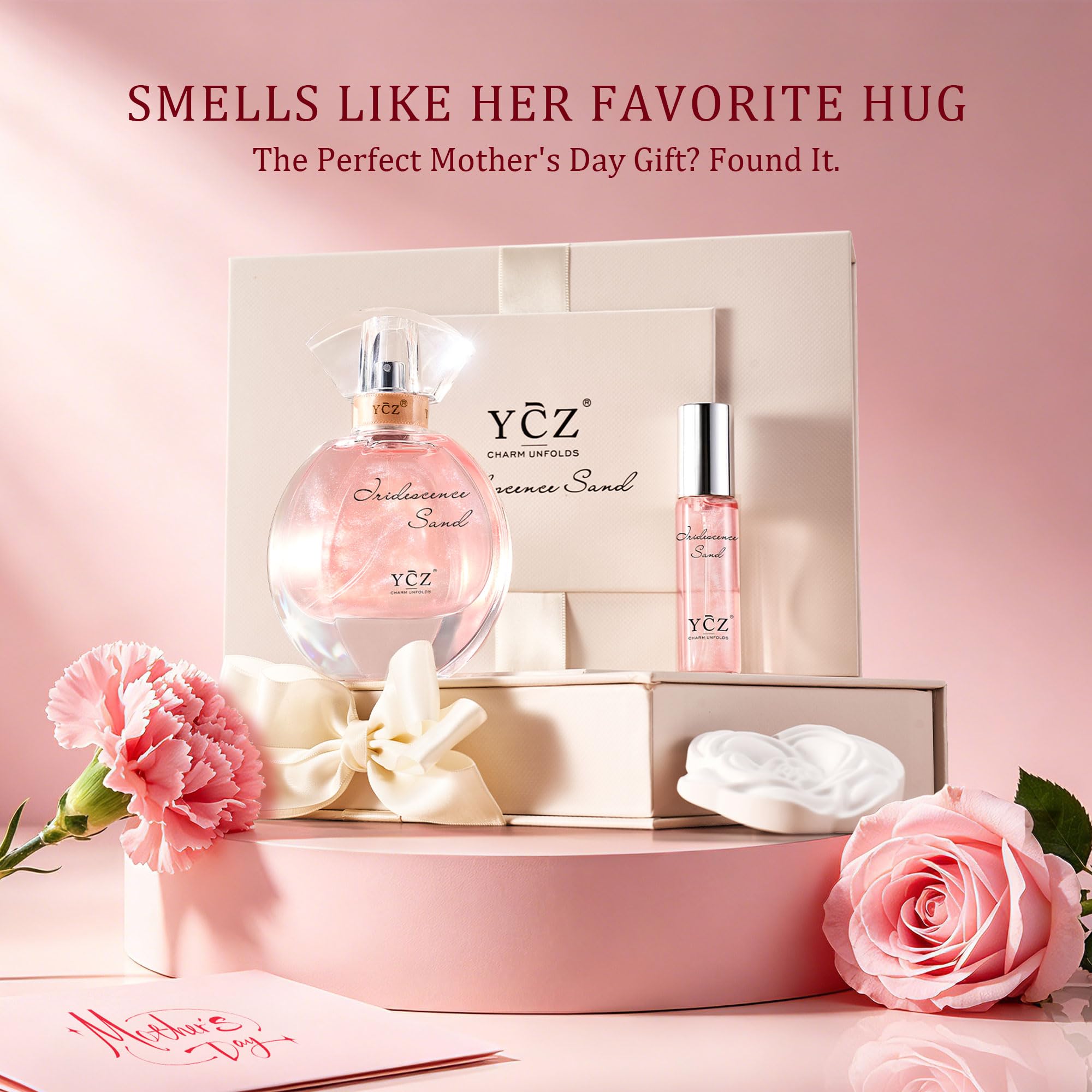 Ycz Quicksand Parfum Damen Set,Langanhaltend Eau de Parfum,Blumig-orientalischer Duft, deales Geschenk für Frauen und Mädchen(50 ml + 15 ml Reise + Duftstein)