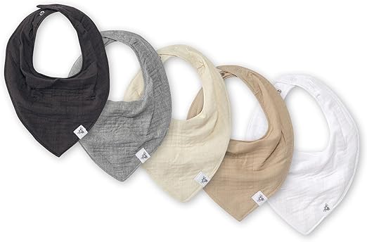 Burt's Bees Baby 5-Pack Bandana Bib Set with Snap Closure
