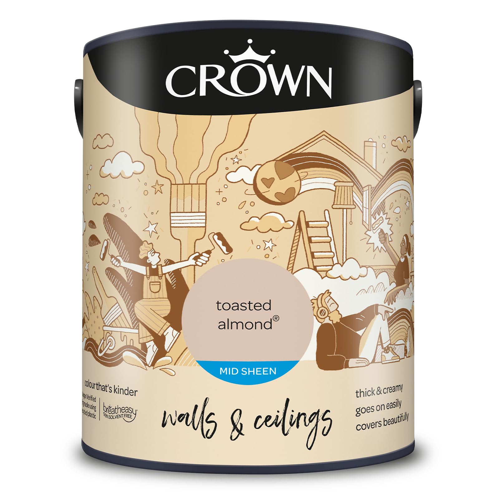 Crown Toasted Almond® 5L Walls & Ceilings Mid Sheen Emulsion