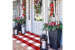 Christmas Outdoor Rug Doormat 2' x 4.3', Red/White Buffalo Plaid Outdoor Rug...